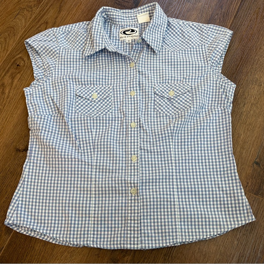 Roper Womens Western Blue short sleeve Button Up Shirt